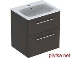 selnova square set: built-in washbasin slim rim, cabinet 58.8 * 50.2cm, 2 drawers, lava / matt painted