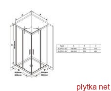 Душова кабіна BLSRV2-90 Transparent Black RAVAK
