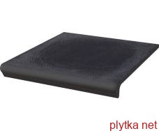 Керамическая плитка Плитка Клинкер BAZALTO GRAFIT 30х33 (ступенька прямая структурная с капиносом) 0x0x0