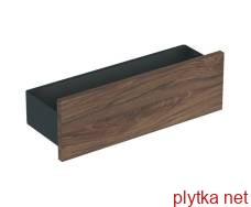 smyle square wall shelf 45 * 14.8 * 15cm, lava / powder coated matt, dark walnut / melamine with wood structure