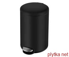 trash bin 12L, rounded, with a pedal, black