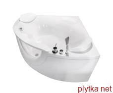 bathtub 150 * 150 * 63cm corner, with window, mixer, siphon and headrests