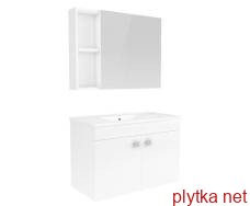 Atlant Set меблів 80 см білий: підвісна шафа, 2 двері + дзеркальна шафа 80*60 см + стаття меблів Washbasin RZJ815