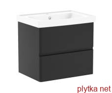 OLIVA комплект мебели 65см черный: тумба подвесная, 2 ящика + умывальник накладной арт 13-01-065А
