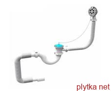 bath siphon, pp, pipe, overflow up to 500 mm, stopper on a chain, corrugation ø40 / 50 mm
