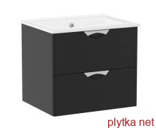 NOVA VLNA M комплект меблів 70см, чорний: тумба підвісна, 2 ящики + умивальник накладний