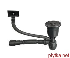 Сифон LK15 для кухонної мийки Bruch PVD, випуск 115 мм колбовий з квадратним переливом Black (вихід гофри 40/50мм) Lidz