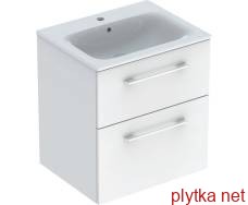 selnova square set: built-in washbasin slim rim, cabinet 58.8 * 50.2cm, 2 drawers, white gloss