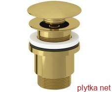 10426N0-00 KLUDI PLUS Донний клапан push open, Донний клапан PUSH-OPEN для раковин з отвором для переливу, брашоване золото (1 сорт)