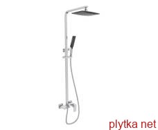 SISTEMA P система душова (змішувач для ванни, верхній душ 246*170 мм ABS, ручний душ 53 мм 1 режим, темно-сірі лійки, шланг 160 см), cromo	