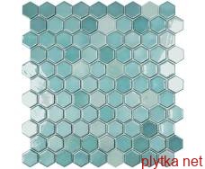 Керамическая плитка Мозаика 31,5*31,5 Lux Turquoise Hex 6001H 0x0x0