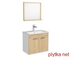 first furniture set 60cm, oak color: pendant cabinet, 2 doors + rectangular mirror. 54 * 50cm + washbasin surface-mounted art rzj561 + siphon art rsw405080-2